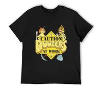 Trendy T-Shirt Fraggle Rock Caution Doozers at Work Men's Pod Squad Jim Henson'S Black XL