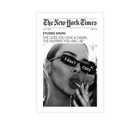Trendy The Times Poster Vintage Black And White Newspaper Canvas Wall Art Funky I Don't Care Posters Room Aesthetic Magazine Pictures Room Decor for Teen Girl Dorm Unframe-style 16x24inch(40x60cm)