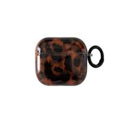 Trendy Tortoiseshell Dark Amber Ombre Leopard Print Case for AirPods 1&2 with Keychain - Cute Cheetah Print Retro Glossy Turtle Shell Girls Women Soft Slim Protective Cover for AirPods 1&2Gen