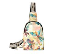 trendy Tropical Swirl Parrot Color bag for men sturdy black fanny pack for for travel
