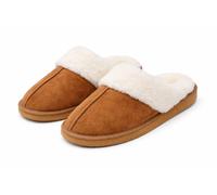 Trendy Trotters Chestnut Suede Women’s Backless Slippers - Faux Fur Lined For Extra Comfort - 5