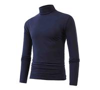 Trendy Turtleneck Compression Tops for Men Mock Neck Summer Casual T Shirts Cute Gym Tees Shirts Loose 2025 Athletic Graphic Tee Shirts Going Out Long Sleeve Tshirt Workout Fitting Navy