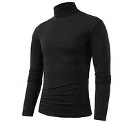 Trendy Turtleneck Compression Tops for Men Mock Neck Summer Casual T Shirts Cute Gym Tees Shirts Loose 2025 Athletic Graphic Tee Shirts Going Out Long Sleeve Tshirt Workout Fitting Black