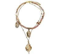 Trendy Two Layer Shell Pendant Necklace Charm Design Collarbone Chain Perfect for Beach Vacation Elegant Neck Chain
