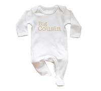 Trendy Tykes Big Cousin Baby Romper - Embroidered White Footed Babygrow - New Cousin Pregnancy Announcement All-in-One - Keepsake Gift for Newborns & Babies