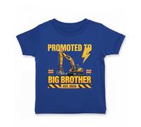Trendy Tykes Construction Promoted to Big Brother 2026 T-Shirt with Soft Breathable Fabric and Crew Neck, Fun Excavator Print for Boys Ages 2 to 9 Royal Blue