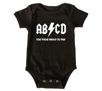 Trendy Tykes Kids 100% Cotton Graphic Baby Vest - “AB/CD for Those About to Talk” Rock Design - Black