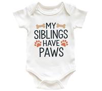 Trendy Tykes My Siblings Have Paws Baby Vest - Cute Pet Lover Baby Gift for Dog or Cat Families - Funny Baby Grow - Sizes 0-3M, 3-6M, 6-12M - Printed in the UK