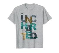 Trendy Uncharted Text Overlay T-Shirt, Men, Heather Grey, XX-Large
