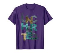 Trendy Uncharted Text Overlay T-Shirt, Men, Purple, 3X-Large