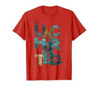 Trendy Uncharted Text Overlay T-Shirt, Men, Red, 3X-Large