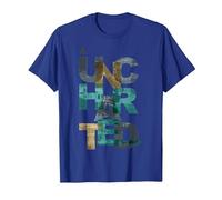 Trendy Uncharted Text Overlay T-Shirt, Men, Royal Blue, 3X-Large