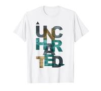 Trendy Uncharted Text Overlay T-Shirt, Men, White, 3X-Large