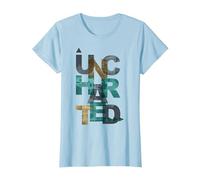 Trendy Uncharted Text Overlay T-Shirt, Women, Baby Blue, 3X-Large