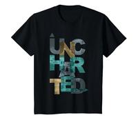 Trendy Uncharted Text Overlay T-Shirt, Youth, Black, 3T