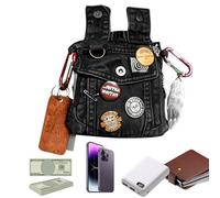 Trendy Vintage Denim Accessory Pouch - Punk Fanny Pack, Streetwear Waist Pack, Travel Waist Bag Organizer Adjustable Fashion Belt Pouch | for Men Adults Teen Family Friends Outdoor Holiday Travel