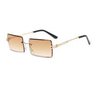 Trendy Vintage-Mode Sonnenbrillen für Frauen Randlose Rechteckige Schattierungen Farbverlauf UV400 Sommer Reise Sonnenbrille