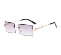 Trendy Vintage-Mode Sonnenbrillen für Frauen Randlose Rechteckige Schattierungen Farbverlauf UV400 Sommer Reise Sonnenbrille