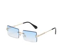 Trendy Vintage-Mode Sonnenbrillen für Frauen Randlose Rechteckige Schattierungen Farbverlauf UV400 Sommer Reise Sonnenbrille