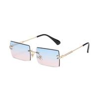 Trendy Vintage-Mode Sonnenbrillen für Frauen Randlose Rechteckige Schattierungen Farbverlauf UV400 Sommer Reise Sonnenbrille