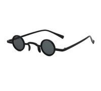 Trendy Vintage Rock Punk Man Sunglasses Classic Small Round Sunglasses For Women Wide Bridge Metal Frame Black Lens Eyewear,HGY