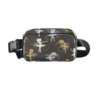 Trendy Waist Bag Fanny Pack for Men Women Multipurpose Sling Bag Travel Essential with Adjustable Strap for Travel Vacation Running Silhouettes of Ballerinas and Swan Feathers