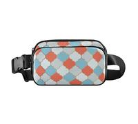 Trendy Waist Bag Fanny Pack for Women Men Teens Small Running Belt Bag Waist Pack with Adjustable, Moroccan Buffalo Plaid Tartan Check Scotland Blue Orange, 8" x 5.3" x 2.3", Retro, Moroccan Buffalo