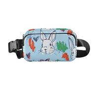 Trendy Waist Bag Fanny Pack for Women Men Teens Small Zipper Fanny Pack Sling Bag with Adjustable Strap for Travel Vacation Running Cute Hare Rabbit