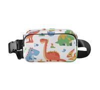 Trendy Waist Pack Crossbody Bag Cute Colored Dinosaurs Trex Men Women Water Resistant Crossbody Passport Bag with Adjustable Strap for Travel Shopping Running, Cute Colored Dinosaurs Trex, One Size