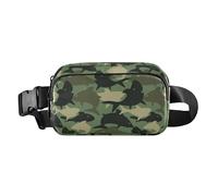 Trendy Waist Pack Crossbody Bag for Women Men Teenagers Waterproof Crossbody Sling Bag with Adjustable Strap for Cycling Hiking Gym Camouflage Army with Fish sea Silhouette