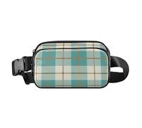 Trendy Waist Pack Crossbody Bag for Women Men Waterproof Sling Bag Travel Essential with Adjustable, Buffalo Plaid Tartan Check Scotland Fashion Teal, 8" x 5.3" x 2.3", Retro, Buffalo Plaid Tartan