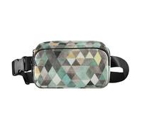 Trendy Waist Pack Crossbody Bag Men Women Fashion abstract Green Gray Mini Belt Bag Travel Wallet with Adjustable Strap for Workout Running Hiking, Fashion abstract Green Gray, 8" x 5.3" x 2.3", Retro