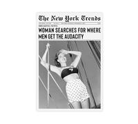 Trendy Wall Art, Audacity Newspaper Print, Funny Retro Bar Cart, Preppy Dorm Decor, Black And White Wall Decor, Retro Poster, Aesthetic Art Unframe-style 20x30inch(50x75cm)