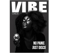 Trendy Wall Decor - Vibe Check No Panic Just Disco - Funky Inspirational Wall Art for Women Girls, College Decorations Feminist Living Room Bar Bathroom Unframed Poster 8x10 Inch Picture