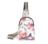 trendy Watercolor Ocean Animal Shark Pearl Red and White sling bag men leather over the shoulder bag for travel