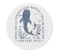 Trendy Whale Shark Christian Mouse Pad 7.9x7.9 Inch, When You Go Through Deep Waters I Will Be with You Isaiah 43:2 Mouse Pads, Blue Bible Verse for Desk, Religious Office Supplies Desk Accessories