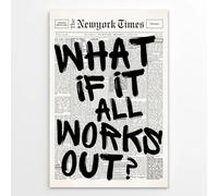 Trendy What If It All Works Out Poster Black and White Inspirational Newspaper Wall Art Motivational Quote Print for Office Bedroom Living Room Positive Mindset Decor 12x18inch Unframed