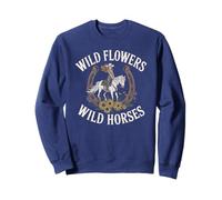 Trendy WILD HORSES Cowgirl Flowers Country Farm Horseback Sweatshirt