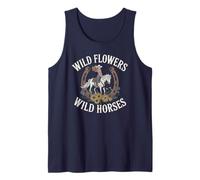 Trendy Wild Horses Cowgirl Flowers Country Farm Horseback Tank Top