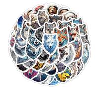 Trendy Wolf & Dog Vinyl Stickers, 50 PCS Waterproof Illustrated Animal Decals for Laptops, Scrapbooking, Journals, Notebooks, Water Bottles, Suitcases, Phones & DIY Decor