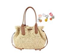 Trendy Women's Straw Bucket Bag For Women Summer Beach Clutch Travel