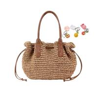 Trendy Women's Straw Bucket Bag For Women Summer Beach Clutch Travel