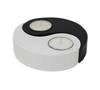 Trendy Wood & Light Mango Wood Tealight Holder, Yin Yang Design, 13 cm, Handcrafted