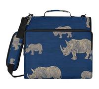 Trendy Wooden Rhino Blu Ray 1.5 Inch 3 Ringing Office Binder Organizer with Handle and Removable Shoulder Strap Multiple Pockets School Binders Organizer for Middle Student Clip de cremallera