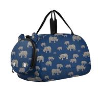 Trendy Wooden Rhino Blu Ray Kids Cute Gym Bag with Shoes Compartment Lightweight Overnight Weekender Carry On Travel Bag for Travel, Swimming, Dance, Ballet bolsa de viaje para mujer