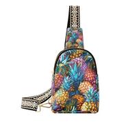 Trendy Yellow Pineapple in Oil Painting waterproof sling bag sturdy large fanny packs for for day pack, Yellow pineapple in oil painting, One Size