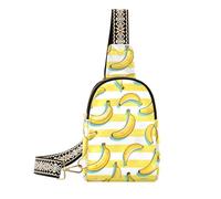 trendy Yellow White Striped Fruit Banana fanny pack men sturdy sling backpack sling bag for travel, yellow white striped fruit banana