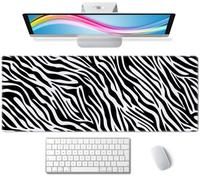 Trendy Zebra Skin Pattern Desk Pad Mouse Pad,Large Gaming Mouse Mat with Stitched Edges,Non-Slip Waterproof Rubber Base Mous Mat for Office Computer Keyboard Laptop Home(31.5X11.8 in)