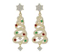 Trendy Zircon Christmas Tree Earrings for Women Crystal Star Love Briar Rings Ear Jewelry Wedding Party Earring Gift Christmas Tree Earrings Studs, フリーサイズ