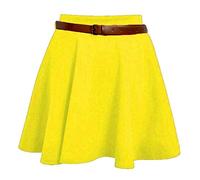 TrendyFashion Skater Belted Skirt Stretch Waist Plain Flippy Flared Jersey Short Skirt Womens Size 8-22